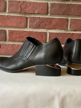 Silent D Black Leather Ankle Booties Cutout Heel Size 41